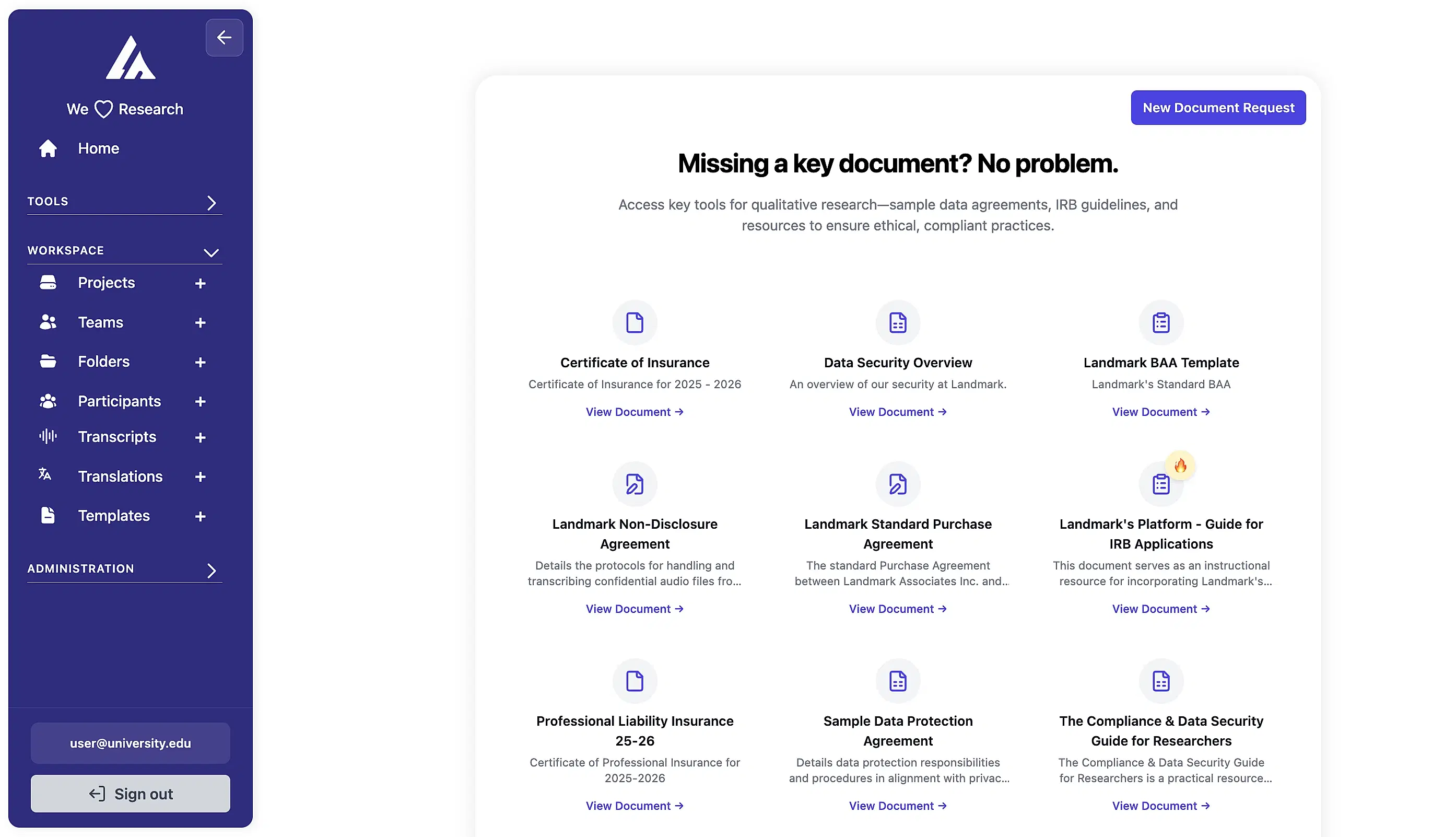 Research Platform Interface