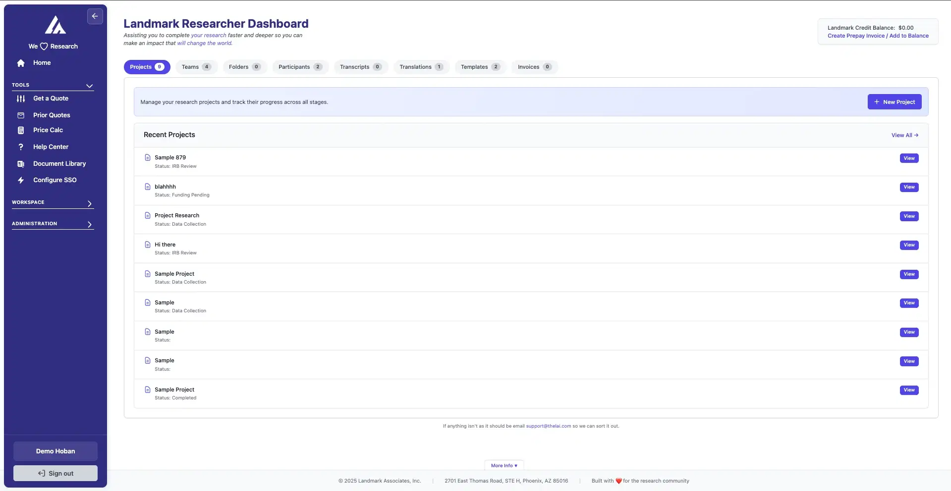 Landmark Platform Dashboard
